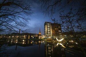 Defensie-eiland bij avond in de winter - Foto Rene Koster_